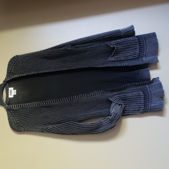 Victoria's Secret PINK Cardigan *RARE* XS Black White Gray Marbled Distressed - Picture 3 of 7